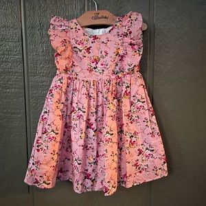 Popatu Baby Girls Floral Flutter Pinafore Dress Size 2T 24 Mo Rose.